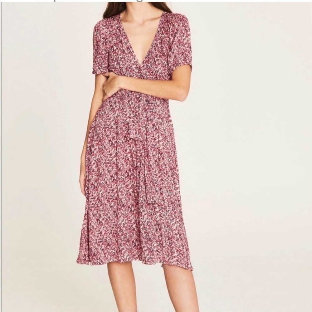 ba&sh Noemie floral tie wrap midi dress, short sleeves  - Size S/6 - EUC